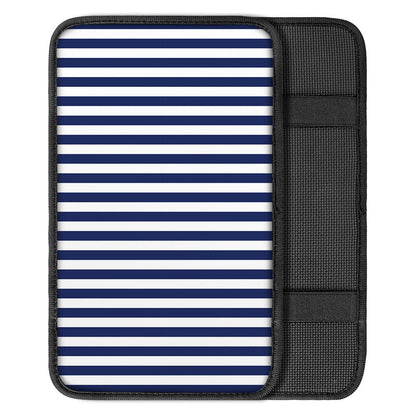 Navy And White Striped Pattern Print Car Center Console Cover