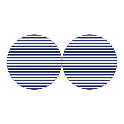 Navy And White Striped Pattern Print Car Coasters