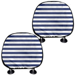Navy And White Striped Pattern Print Car Headrest Covers