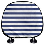 Navy And White Striped Pattern Print Car Headrest Covers