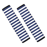 Navy And White Striped Pattern Print Car Seat Belt Covers