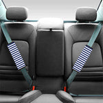 Navy And White Striped Pattern Print Car Seat Belt Covers