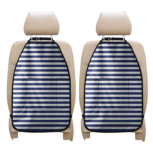 Navy And White Striped Pattern Print Car Seat Organizers
