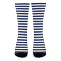 Navy And White Striped Pattern Print Crew Socks