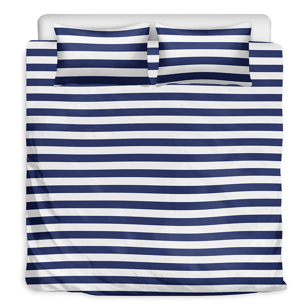 Navy And White Striped Pattern Print Duvet Cover Bedding Set