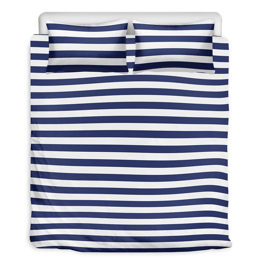 Navy And White Striped Pattern Print Duvet Cover Bedding Set