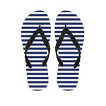 Navy And White Striped Pattern Print Flip Flops
