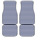 Navy And White Striped Pattern Print Front and Back Car Floor Mats