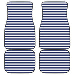 Navy And White Striped Pattern Print Front and Back Car Floor Mats