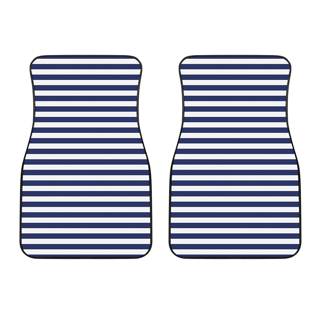 Navy And White Striped Pattern Print Front Car Floor Mats