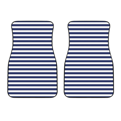 Navy And White Striped Pattern Print Front Car Floor Mats