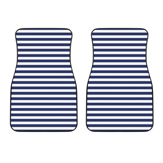 Navy And White Striped Pattern Print Front Car Floor Mats