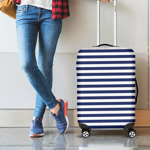 Navy And White Striped Pattern Print Luggage Cover