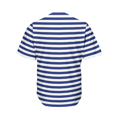 Navy And White Striped Pattern Print Men's Baseball Jersey