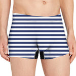 Navy And White Striped Pattern Print Men's Boxer Briefs
