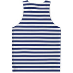 Navy And White Striped Pattern Print Men's Tank Top