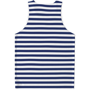 Navy And White Striped Pattern Print Men's Tank Top