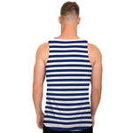 Navy And White Striped Pattern Print Men's Tank Top