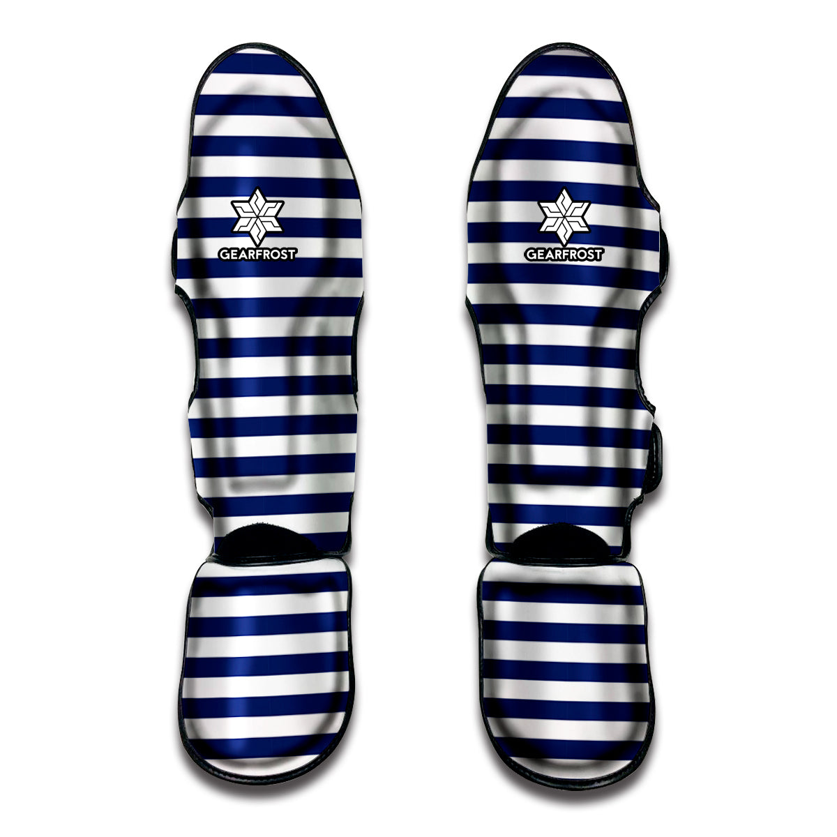 Navy And White Striped Pattern Print Muay Thai Shin Guard
