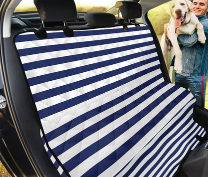 Navy And White Striped Pattern Print Pet Car Back Seat Cover