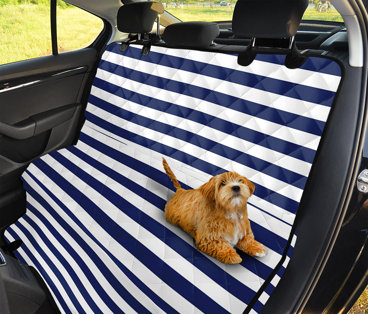 Navy And White Striped Pattern Print Pet Car Back Seat Cover