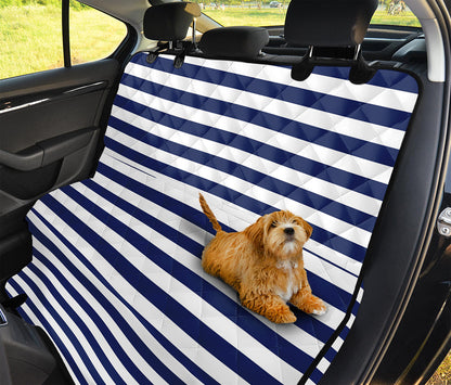 Navy And White Striped Pattern Print Pet Car Back Seat Cover