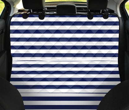Navy And White Striped Pattern Print Pet Car Back Seat Cover