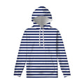 Navy And White Striped Pattern Print Pullover Hoodie