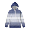 Navy And White Striped Pattern Print Pullover Hoodie