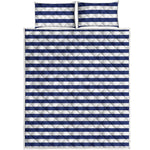 Navy And White Striped Pattern Print Quilt Bed Set
