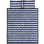 Navy And White Striped Pattern Print Quilt Bed Set