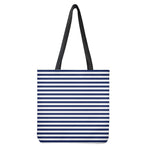 Navy And White Striped Pattern Print Tote Bag