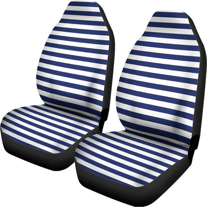 Navy And White Striped Pattern Print Universal Fit Car Seat Covers
