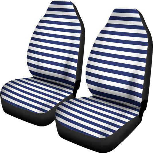 Navy And White Striped Pattern Print Universal Fit Car Seat Covers