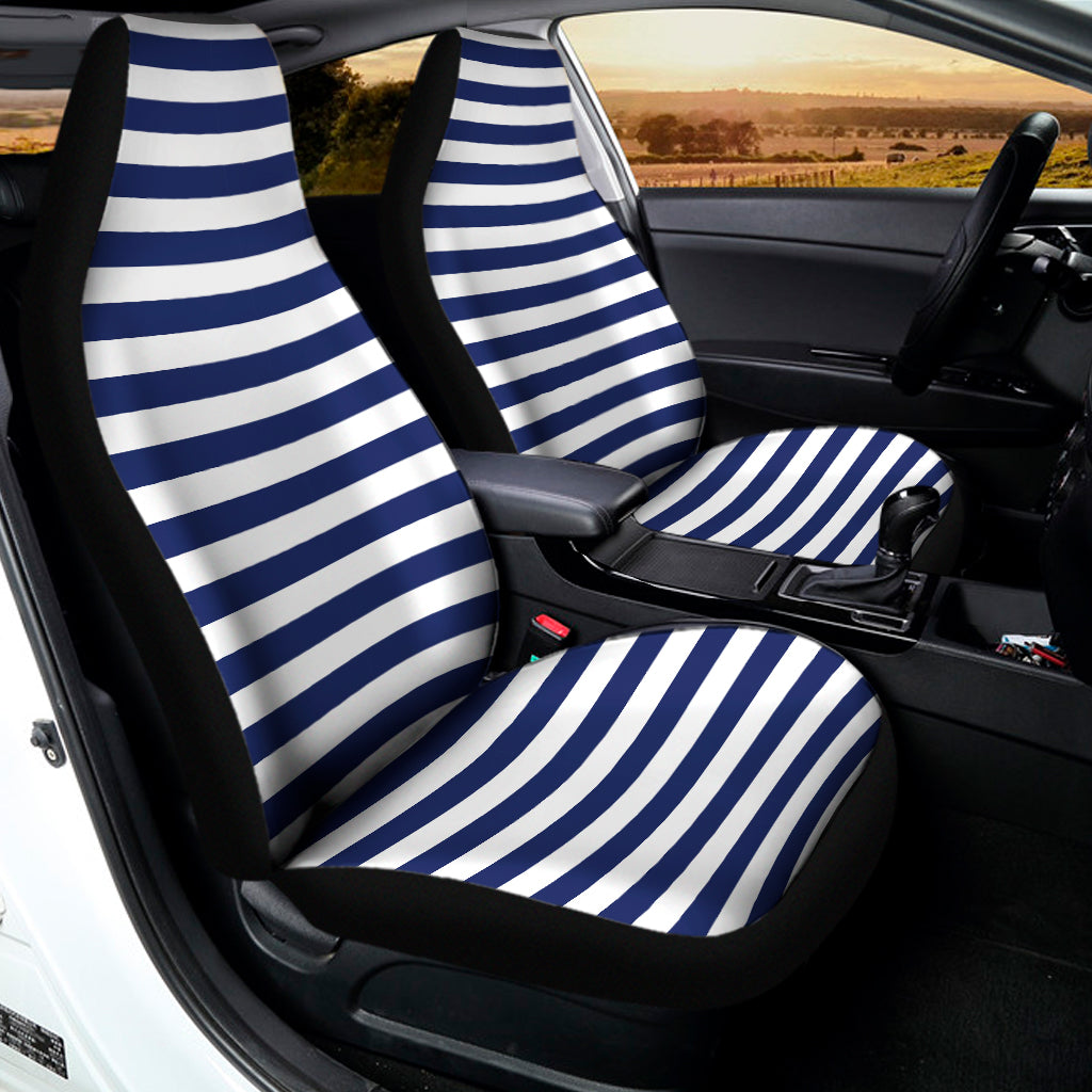 Navy And White Striped Pattern Print Universal Fit Car Seat Covers