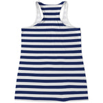 Navy And White Striped Pattern Print Women's Racerback Tank Top