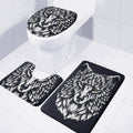 Navy And White Wolf Print 3 Piece Bath Mat Set