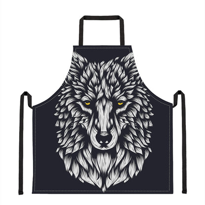 Navy And White Wolf Print Apron