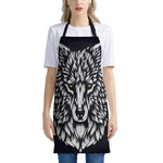 Navy And White Wolf Print Apron