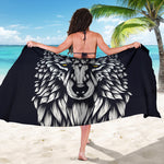 Navy And White Wolf Print Beach Sarong Wrap
