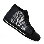 Navy And White Wolf Print Black High Top Shoes