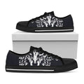Navy And White Wolf Print Black Low Top Sneakers