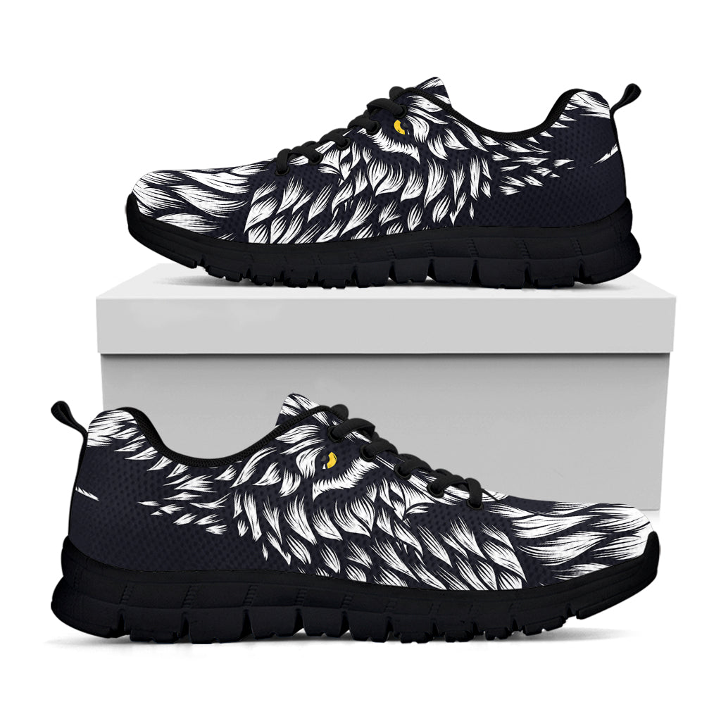 Navy And White Wolf Print Black Sneakers
