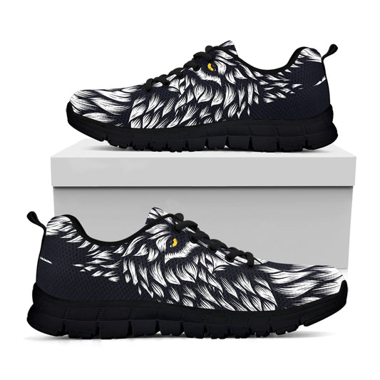 Navy And White Wolf Print Black Sneakers