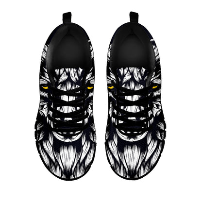 Navy And White Wolf Print Black Sneakers