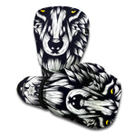 Navy And White Wolf Print Boxing Gloves