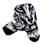 Navy And White Wolf Print Boxing Gloves