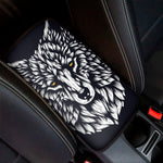 Navy And White Wolf Print Car Center Console Cover