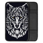 Navy And White Wolf Print Car Center Console Cover