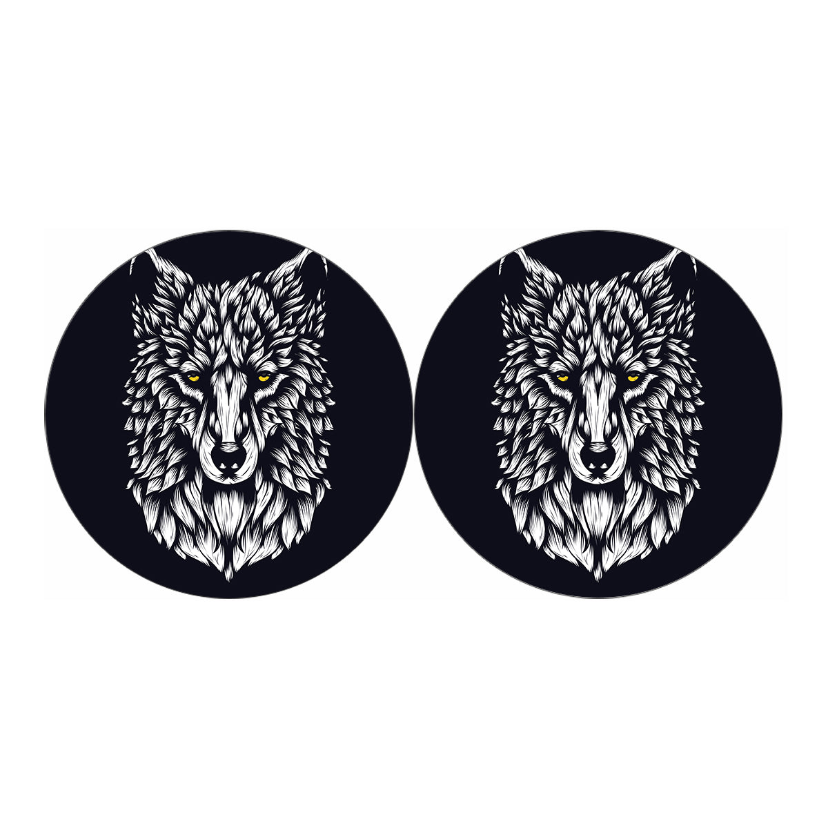Navy And White Wolf Print Car Coasters
